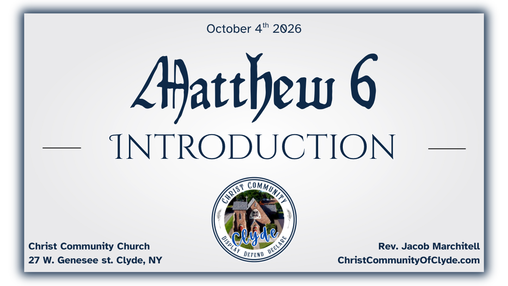 Introduction to Matthew 6